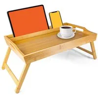 Dimono Tabletttisch DIMONO Bambus Bett Tablett – Klappbares Frühstücks- & Serviertablett, Serviertablett Betttisch