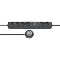 Eco-Line Comfort Switch Plus Steckdosenleiste 6-fach anthrazit, 1,5 Meter Stromkabel und 1,5 Meter Schalterkabel