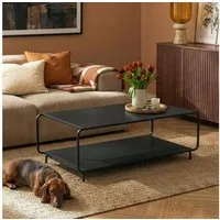 en.casa Couchtisch, »Færder« 115 x 50 x 45 cm mit Stauraum rechteckig Stahl Schwarz