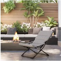 Outsunny Campingstuhl Klappstuhl mit Auflage (Gartenstuhl, 1 St), Stahl Grau 66 x 94 x 79 cm