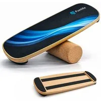 FunLife Balanceboard Balance Board mit Korkrolle, rutschfest, bis 150 kg, mit Naturkork-Rolle