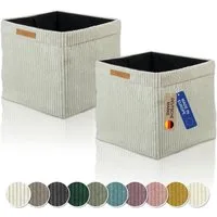 Lycce Regalkorb Kallax Boxen Cord 2er Set beige, faltbare Aufbewahrungsbox 33x33x31cm (2 St)