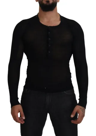 Henley-Halsausschnitt Strickpullover mit langen Ärmeln