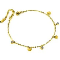 Kim Johanson Fußkette Feline, mit Zirkonia und Herzanhänger