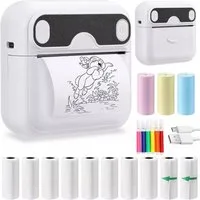 MOPUEA Thermodrucker Mini-Multifunktionsdrucker Bluetooth Etikettendrucker Etikettendrucker, (Ausgezeichnete Druckqualität Und 10 Rollen Papier)