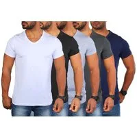 CARISMA T-Shirt Herren Uni Basic tief-breit geschnittener V-Ausschnitt v-neck 4644 V-Ausschnitt unifarben kurzarm slim fit