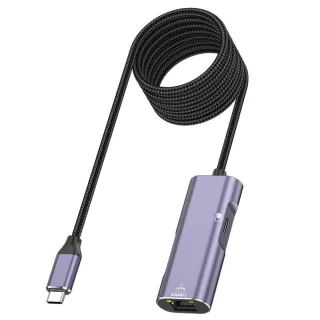 YUCUN PD32 Type-C to Ethernet Adapter Gigabit RJ45 Network Adapter with PD100W Charging 1M Long Cable for iPhone 17 17 P