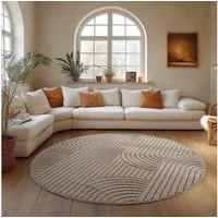 Carpettex Designteppich Einfarbig Boucle Loop, Rund, Höhe: 7 mm, Teppich Wohnzimmer, Schlafzimmer, Gästezimmer