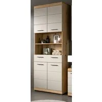 Inn.Furn Hochschrank Shawn (Badschrank in Eiche Dekor und Sand / Kaschmir, 4-türig, 73 x 191 cm) mit viel Stauraum