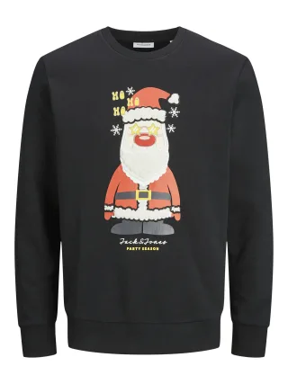 JACK&JONES - JJXMAS JOLLY SWEAT CREW NECK black - Gr. - XXL