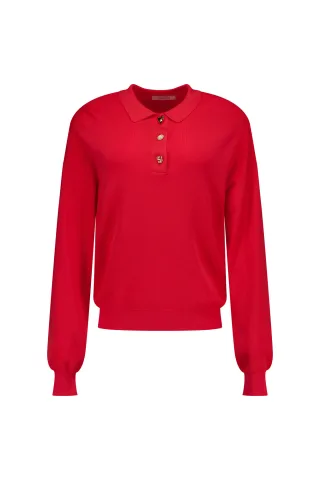Studio Anneloes - Pelin fancy button polo coral red - Gr. - XS