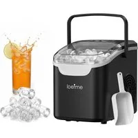loefme Eiswürfelmaschine Tragbarer Eiswürfelbereiter, 6 Minuten Schnellproduktion, Selbstreinigung, leiser Betrieb, 12KG/24H, für Zuhause Party