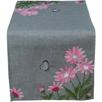 matches21 HOME & HOBBY Tischdecke Tischläufer DAVINA Blumen Stick Schmetterling Polyester 40 x 85 cm (1-tlg), Pflegeleicht & waschbar bei 30 °C