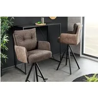 riess-ambiente Barhocker BIG GEORGE taupe/schwarz - Samt, drehbar, Metall-Beine, mit Armlehne (Einzelartikel, 1 St), mit Taschenfederkern & Fußablage – ideal für Küchentresen oder Bar