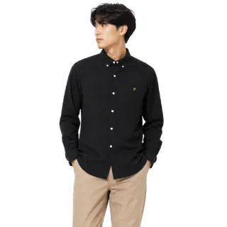 Farah - Button-Down-Hemd für Herren, Oxford-Stil, Langärmlig (Schwarz)