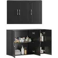 SoBuy Hängeschrank FRG231, Wandschrank Badezimmerschrank Küchenschrank Badschrank mit 2/3 Türen, mit verstellbaren Ablagen, 30 x 60 x 60/90cm