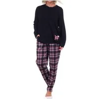 Normann Pyjama Damen Pyjama mit Karohose und süssen Tiermotiv - auch in Übergrößen