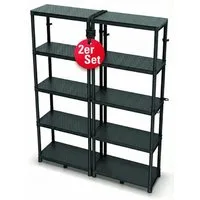 Kistenberg Schwerlastregal Werkstattregal KSS75L5, 2er Set, je 220kg belastbar und 5 Ablageböden, 74 x 36 x 172,5 cm