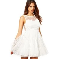 Sarcia.eu Spitzenkleid John Zack - Cremefarbiges Ballerinakleid aus Spitze rückenfrei XL