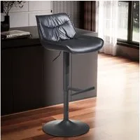 FINEBUY Barhocker FB99329 Küchenhocker Kunstleder Schwarz Hocker Bistrohocker Barstuhl (Kunstleder Schwarz Hocker mit Lehne 86 - 106 cm), Barstuhl, Küchenhocker Höhenverstellbar 100 kg