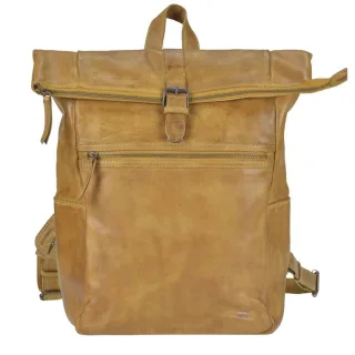 Bear Design Lederrucksack Damen Herren Notebookfach Rick ocker gelb | Cow Lavato