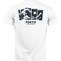 Neverless Print-Shirt Herren T-Shirt Backprint Japan Tokyo Große Welle Kanagawa Japanische mit Print