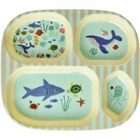 rice Kunststoffteller Rice Melamin Teller mit 4er-Einteilung - Blue Ocean Print