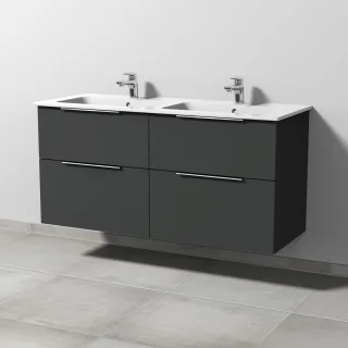 Sanipa 3way Waschtischunterbau zu Duravit ME by Starck Waschtisch mit 4 Auszügen, Graphit-Matt UP7281B
