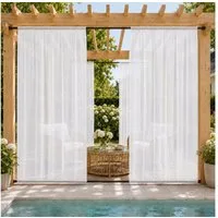 Sunicol Outdoorvorhang Transparent Gardinen Sichtschutz Sonnenschutz Für Balkon Terrasse (1 St), Oben und Unten Stangenschlaufe