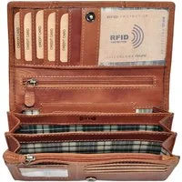 Benthill Geldbörse Damen Echt Leder Portemonnaie Frauen Geldbeutel RFID Portmonee Groß, RFID-Schutz Kartenfächer Münzfach Reißverschlussfach