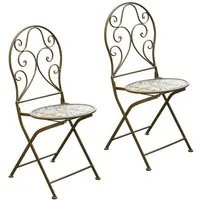 HTI-Living Gartenstuhl Gartenstuhl 2er-Set Lani Antik (Set, 2 St), Metallstuhl nostalgisch Klappstuhl
