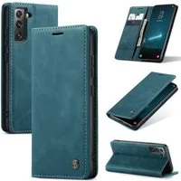 CaseMe Handyhülle Premium Hülle für Samsung Klapphülle Samsung A23 5G-Dunkles Zyanblau