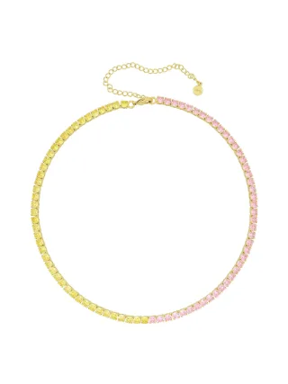 Fashionbox Collier vergoldet mit Zirkonia gelb/pink
