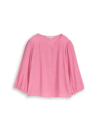 Denim Tom Tailor - Crinkle Bluse mit Knopfleiste soft blush rose - Gr. - M
