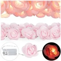relaxdays Lichterkette 2x Rosen Lichterkette rosa