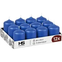 HS Candle Stumpenkerze Set Ø4cm x H6 cm kompakt und unparfümiert (12-tlg., Dekolicht), bis zu 7h Brenndauer je Kerze, Wachsmischung, Made in EU