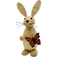 Richard Glaesser Osterhase Mädchen mit Schmetterling (23 cm), Neuheit, Handwerkskunst aus Seiffen im Erzgebirge