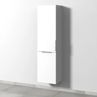 Sanipa 3way Stauraumschrank mit 1 Tür und 1 Wäschekorbklappe, Weiß-Soft UM18443