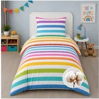 Buymax Kinderbettwäsche Rainbow Kids, Renforcé, 2 teilig, 135x200 cm, 100% Baumwolle, Reißverschluss, Kind, Regenbogen