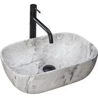 wohnwerk.idee Aufsatzwaschbecken Waschbecken Naturstein Beton Stein Optik Livia Beige Grey Stone