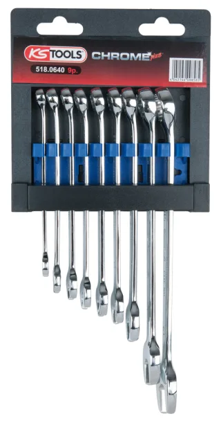 KS Tools CHROMEplus Ringmaulschlüssel-Satz, abgewinkelt, 9-tlg - 518.0640