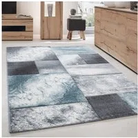Carpettex Frisé-Teppich Kariert Design, Läufer, Höhe: 13 mm, Designer Wohnzimmer Teppich Kurzflor Konturenschnitt Kariert Design