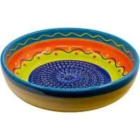 Kaladia Multireibe Kleine Reibeschüssel in Blau/Oran./Grün, Keramik, handbemalte Küchenreibe - Made in Spain
