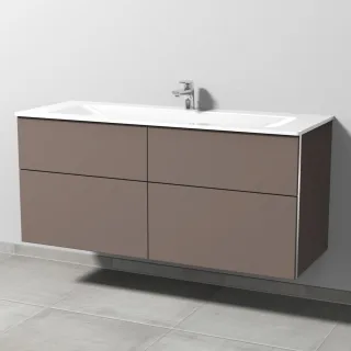 Sanipa 3way Glas-Set Glas-Waschtisch und Unterbau mit 4 Auszügen, Taupe-Matt BP2071T