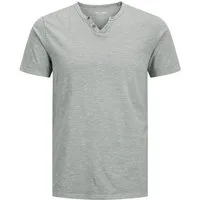 Jack & Jones T-Shirt JJESPLIT Neck Tee SS mit Splitneck-Ausschnitt und zwei Deko-Knöpfen