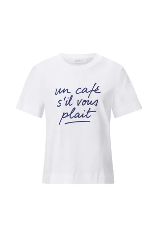 Rich & Royal - Easy fit T-Shirt un cafe sil vous plait white - Gr. - L