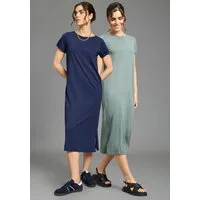 Flashlights Shirtkleid (2er-Pack) aus Single Jersey, bequeme Passform, mit Seitenschlitzen, wadenlang