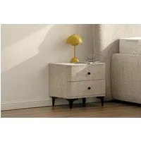 riess-ambiente Nachttisch ART DECO 45cm greige Bouclé – mit Schubladen, schwarzes Metallgestell (Einzelartikel, 1-St), moderner Look, 2 Schubladen, filigrane Beine, stilvoller Bouclé-Stoff