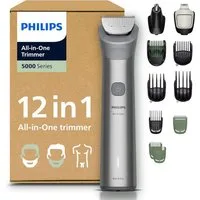 Philips Elektrorasierer PHILIPS Multigroom Series 5000 12-teile Bart & Haarschneider MG5952/30, Aufsätze: 12, (0,5-20 mm), selbstschärfende Metallklingen, Barttrimmer u. Haarschneider Gesicht, Kopf, Körper 20 Längen