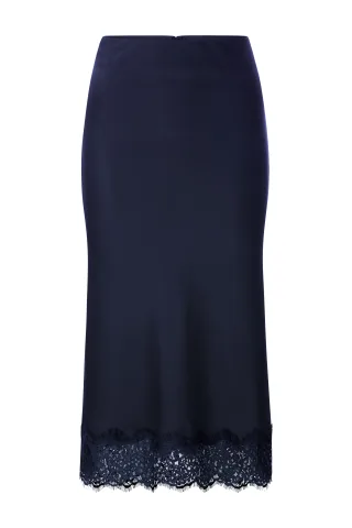 Rich & Royal - Satin midi skirt midnight blue - Gr. - 36